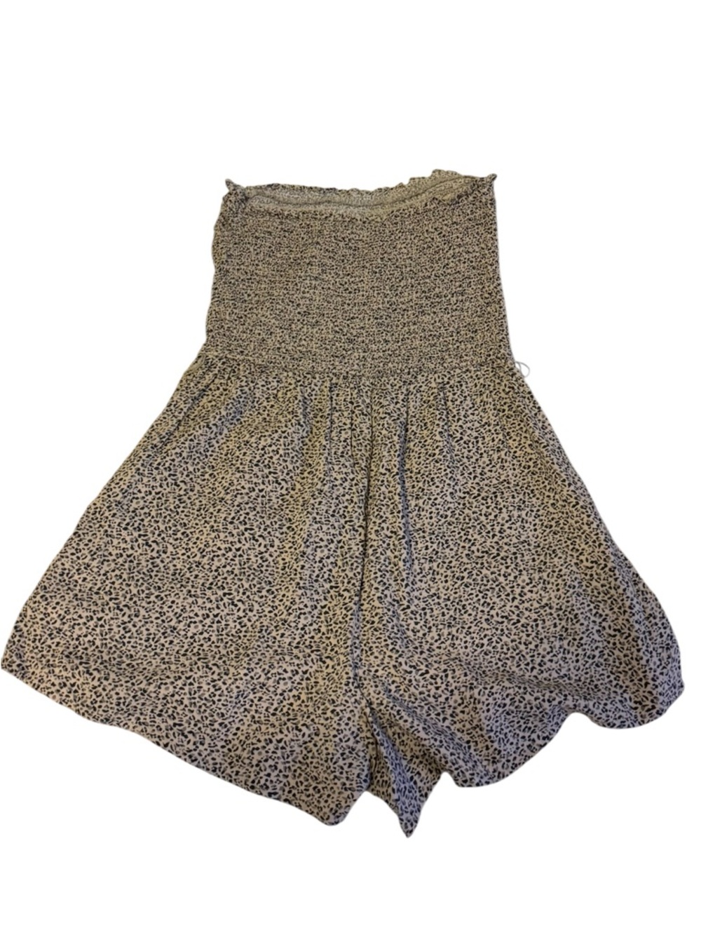 Abercrombie & Fitch beige and Black Leopard Strapless Shorts Romper - Picture 4 of 5